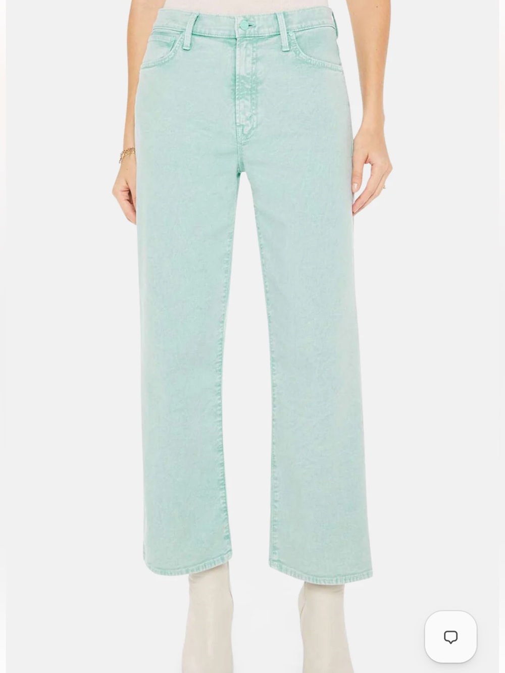 MOTHER Dodger Ankle in Neptune - Mint High-Rise Wide-Leg Jeans
